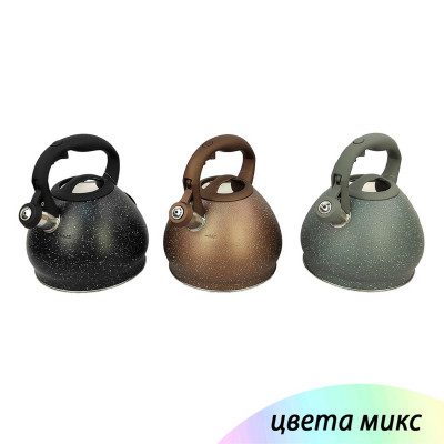 Чайник нержавеющая сталь 3 л со свистком нейлоновая ручка подвижная микс Vicalina Baizheng