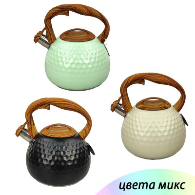 Чайник нержавеющая сталь 3 л со свистком нейлоновая ручка подвижная микс Vicalina Baizheng