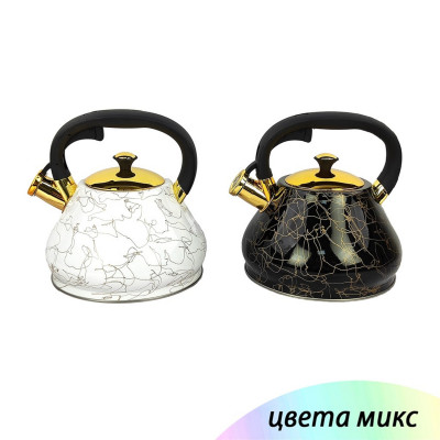 Чайник нержавеющая сталь 3 л со свистком нейлоновая ручка подвижная микс Vicalina Baizheng