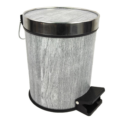 Ведро нержавеющая сталь для мусора 8 л круглое с педалью светло серый дерево Baizheng Ведро нержавеющая сталь для мусора 8 л круглое с педалью светло серый дерево Baizheng