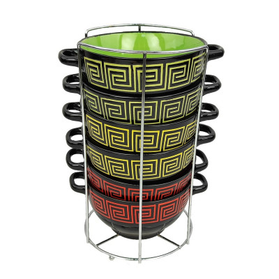 Набор керамический бульонниц 7 пр 650 мл металл подставка Грация Bonjart