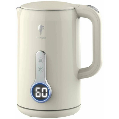 Чайник пластиковый электрический 1,7 л 2,2 кВт двойной корп LED дисплей беж LE-1536 Leonord