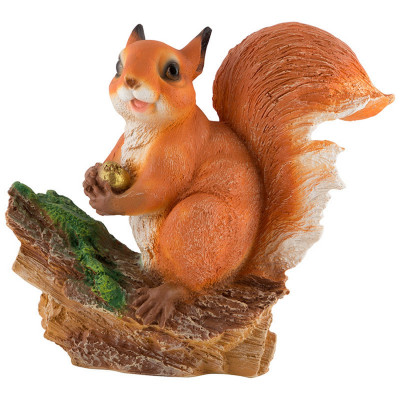 Фигурка полистоун садовая 25 см Белочка с орешком на пне Park