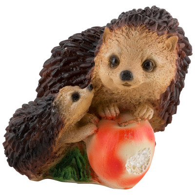Фигурка полистоун садовая 14 см Ежики с яблоком Park