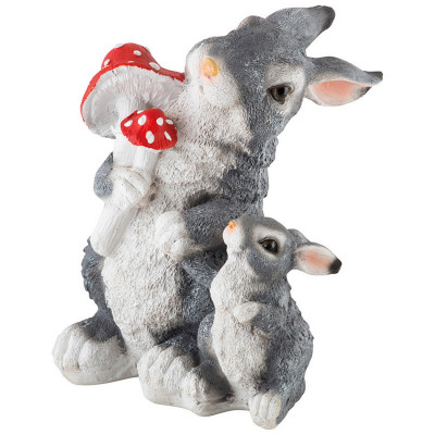 Фигурка полистоун садовая 27 см Зайцы с грибами Park