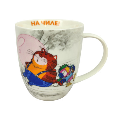 Кружка фарфоровая 420 мл под уп Попугай Кеша Коралл Кружка фарфоровая 420 мл под уп Попугай Кеша Коралл