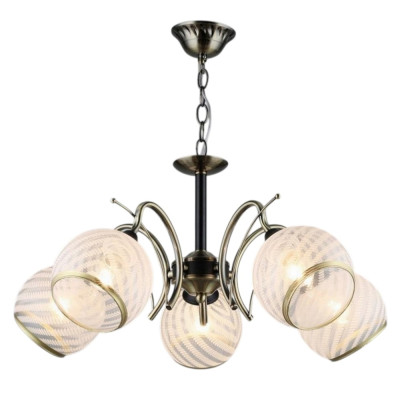 Люстра 5 плафонов 56*27*51 см Е27 60Вт 20м2 плафон стекло черный бронза Baizheng