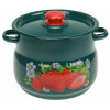Мини фото Кастрюля эмалированная 4 л пласт кнопка сферическая зеленый рябчик Клубника садовая Стальэмаль