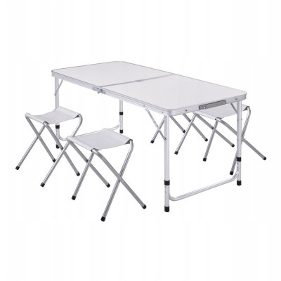 Стол туристический складной пластик 1020х500х445/610мм+ 4 стула 300*300мм металлик-хант Nika