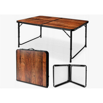 Стол туристический складной металл+ МДФ 120*60*55/63/70 см дерево Baizheng