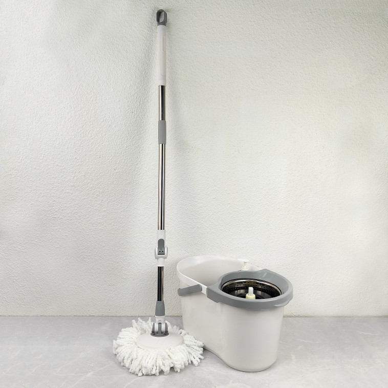 Картинка Набор ведро пластиковое с отжимом 12 л + швабра металл вращение 360° под упак Baizheng