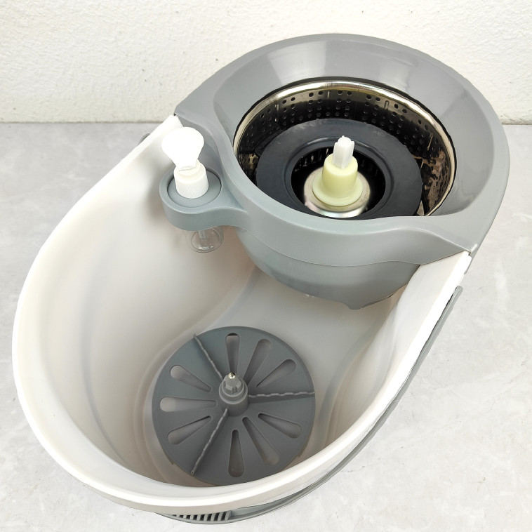 Фотография Набор ведро пластиковое с отжимом 12 л + швабра металл вращение 360° под упак Baizheng