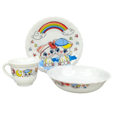 Набор стеклокерамический детский посуды 3 пр CAT Иран