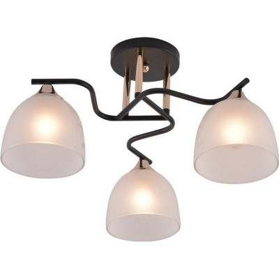 Люстра 3 плафона 47*26 см Е27 60Вт 12м2 плафон стекло черный золото Baizheng