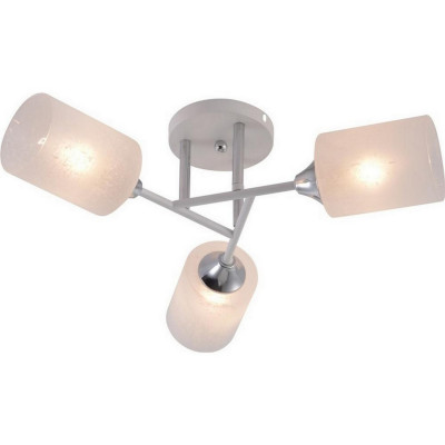 Люстра 3 плафона 51*16 см Е27 60Вт 12м2 плафон стекло белый хром Baizheng