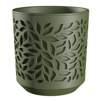 Кашпо пластиковое  1,25 л оливка оливка вставка Leaves Bmc