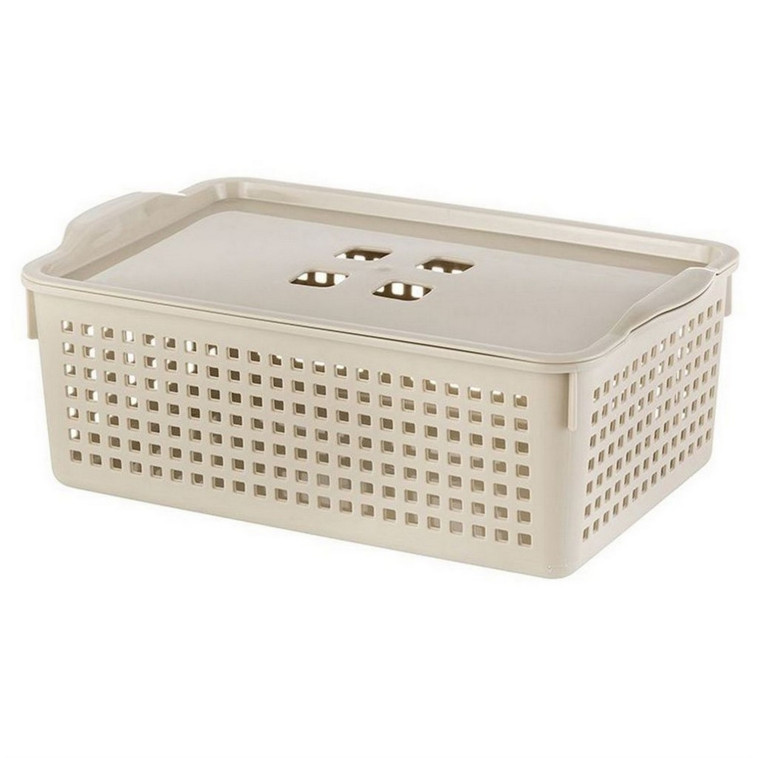 Корзина пластиковая  3,8 л 295х185х105 мм с крышкой латте Лофт Violet