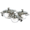 Мини фото Набор посуды нержавеющая сталь 6 предметов 1,6 л 3,2 л 5,1 л стек крышка индукция Kaisa Villa