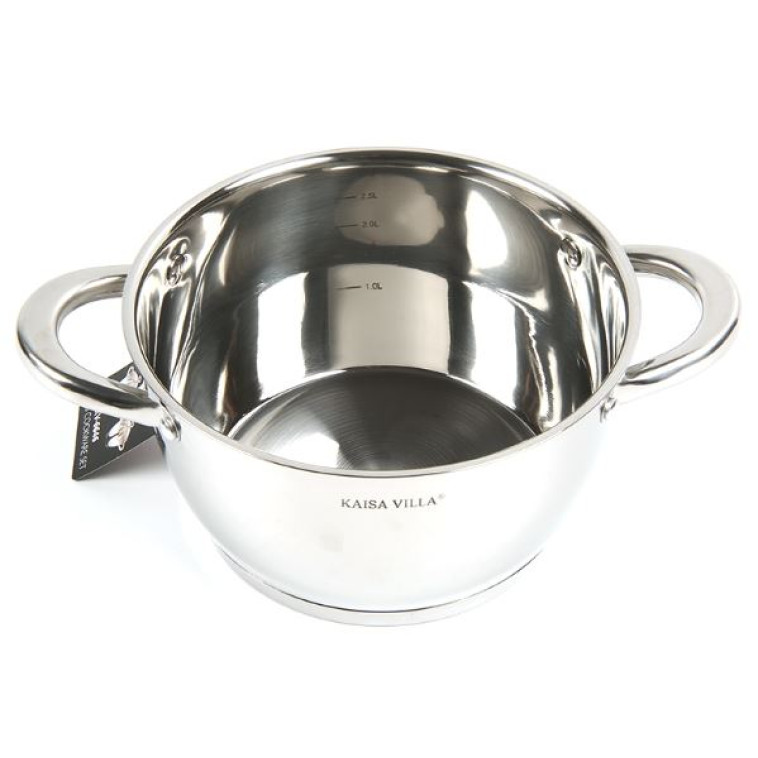 Картинка Набор посуды нержавеющая сталь 6 предметов 1,6 л 3,2 л 5,1 л стек крышка индукция Kaisa Villa