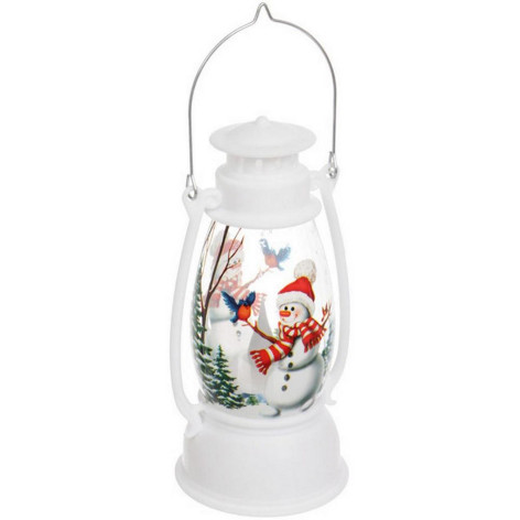 Сувенир новогодний светодиодный пластик 6*6*13 см белый Лампа - Дед Мороз Серпантин