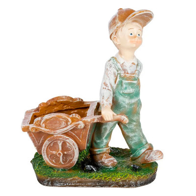 Кашпо полистоун 37 см Мальчик с тележкой Park