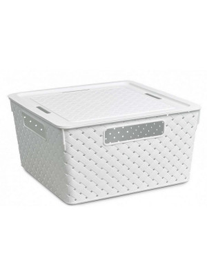 Корзина пластиковая 11 л 290х290х151 мм с крышкой белый Береста Violet Корзина пластиковая 11 л 290х290х151 мм с крышкой белый Береста Violet