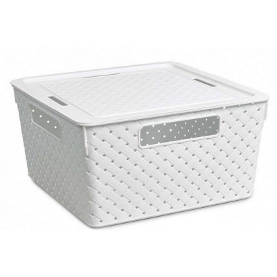 Корзина пластиковая 11 л 290х290х151 мм с крышкой белый Береста Violet Корзина пластиковая 11 л 290х290х151 мм с крышкой белый Береста Violet