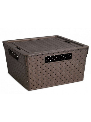 Корзина пластиковая 11 л 290х290х150 мм с крышкой венге Береста Violet Корзина пластиковая 11 л 290х290х150 мм с крышкой венге Береста Violet