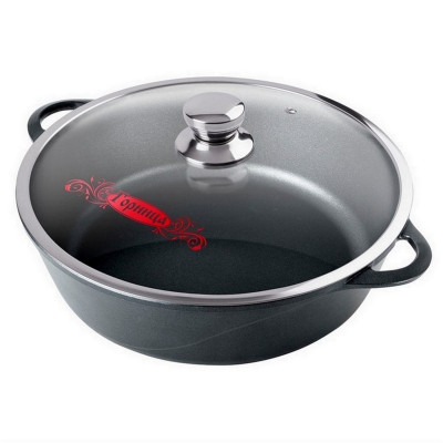 Жаровня алюминиевая  4 л 28х9,5 см стекл крышка под упак Универсальная Классик Горница