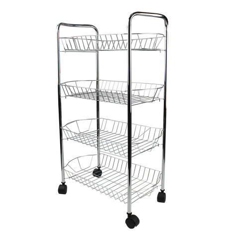 Этажерка металлическая 4-х ярусная 41х30х74 см на колесах стальной Baizheng