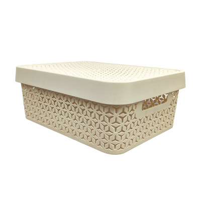 Корзина пластиковая 5 л 270*185*135 мм с крышкой бежевый Элемент Альтернатива