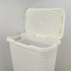 Мини снимок Корзина пластиковая 30 л для белья с крышкой узкая белый Элемент Альтернатива