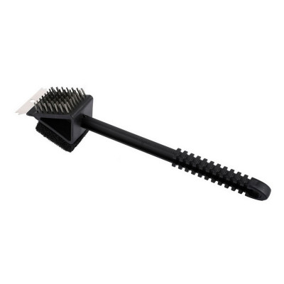 Щетка-скребок нерж сталь 36 см 3в1 для чистки гриля ручка пластик черный BZ-TLS17 Baizheng