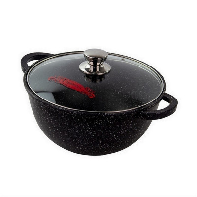 Казан алюминиевый  6 л 28х15 см стекл крышка под упак Гранит Горница