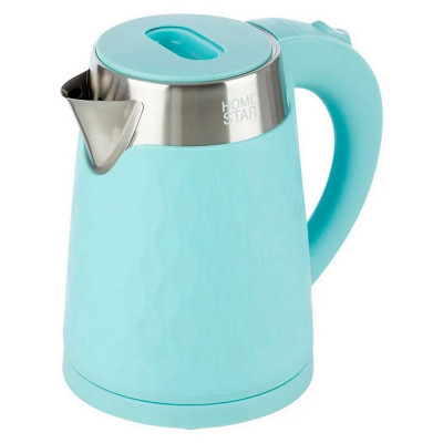Чайник пластиковый электрический 1,7 л 1,5 кВт голубой двойной корпус HomeStar