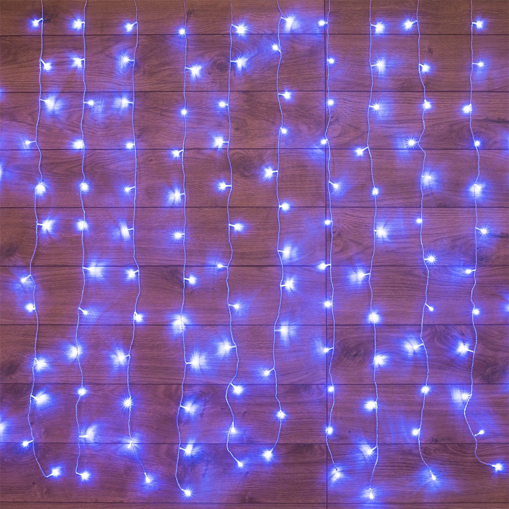 Гирлянда светодиодная  1,5*1,5 м 144 led 230 В 8 реж дождь синий Neon-night
