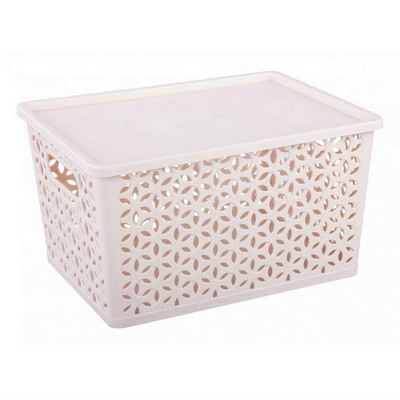 Корзина пластиковая 22,7 л 380х285х210 мм с крышкой бежевый Мираж Альтернатива Корзина пластиковая 22,7 л 380х285х210 мм с крышкой бежевый Мираж Альтернатива