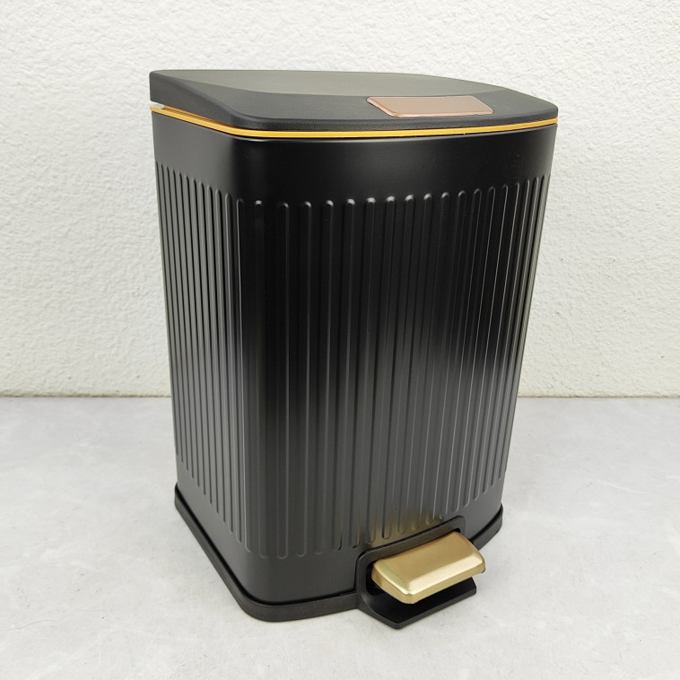 Фото Ведро нержавеющая сталь для мусора 12 л круглое с педалью грецкий орех Baizheng