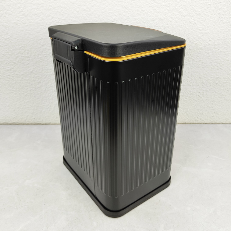 Картинка Ведро нержавеющая сталь для мусора 12 л круглое с педалью грецкий орех Baizheng