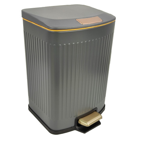 Ведро нержавеющая сталь для мусора 12 л круглое с педалью грецкий орех Baizheng