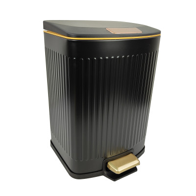 Ведро нержавеющая сталь для мусора 12 л круглое с педалью грецкий орех Baizheng