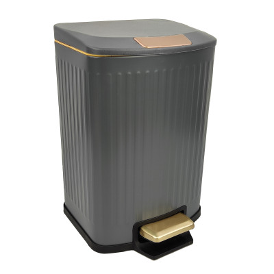 Ведро нержавеющая сталь для мусора 12 л круглое с педалью грецкий орех Baizheng