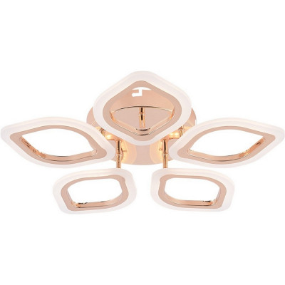 Люстра светодиодная 5 плафонов 54*8см 60Вт 2700LM 25м2 3 цвета пульт золотой хром Baizheng