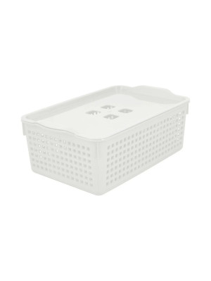 Корзина пластиковая  3,8 л 295х185х105 мм с крышкой белый Лофт Violet