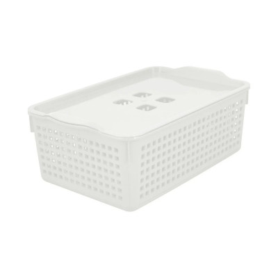 Корзина пластиковая 3,8 л 295х185х105 мм с крышкой белый Лофт Violet Корзина пластиковая 3,8 л 295х185х105 мм с крышкой белый Лофт Violet