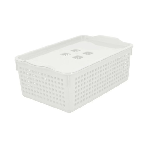 Корзина пластиковая  3,8 л 295х185х105 мм с крышкой белый Лофт Violet