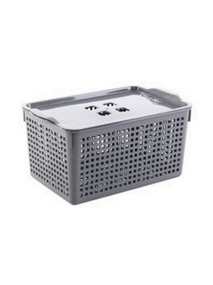 Корзина пластиковая  5,3 л 295х185х145 мм с крышкой серый Лофт Violet