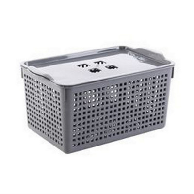 Корзина пластиковая  5,3 л 295х185х145 мм с крышкой серый Лофт Violet