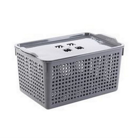 Корзина пластиковая  5,3 л 295х185х145 мм с крышкой серый Лофт Violet