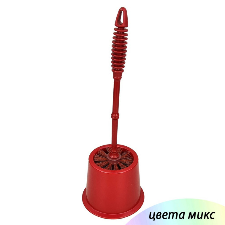 Ерш пластиковый для туалета с подставкой 130х385 мм пластикова ручка в ассортименте Baizheng